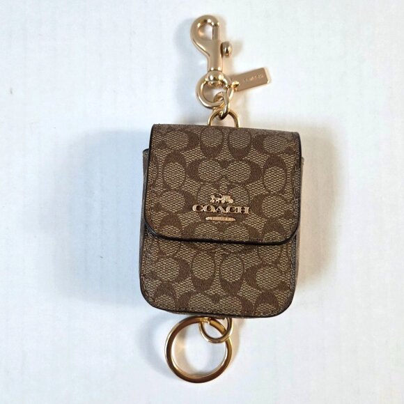 Coach Multi Attachments Case Bag Charm Brown Signature C Coated Canvas - Picture 1 of 9